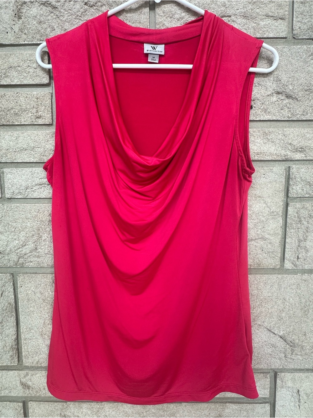 Worthington Draped Cowl Neck Sleeveless Top in Fuchsia Pink